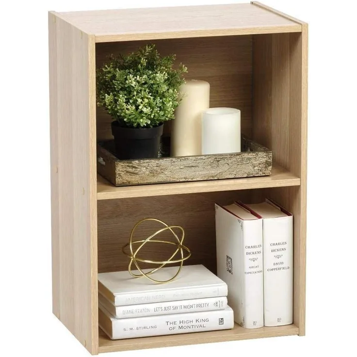 Iris Ohyama, Holzschrank mit Einlegeböden/Bücherregal/Beistellmöbel/Einfache Aufbewahrungsregale, Einfache Montage, modular, DesignBüro, Wohnzimmer, Schlafzimmer - Basic Storage Shelf-CX-2-Hellbraun