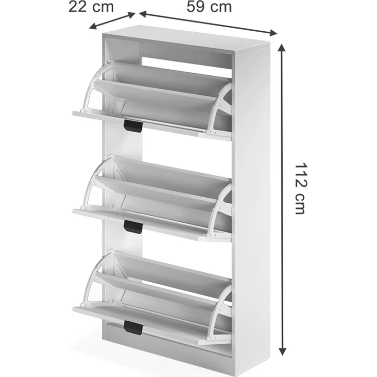 Schuhkipper Gizmo Weiß 59x112 cm mit 3 Fächern Vicco – Bild 2
