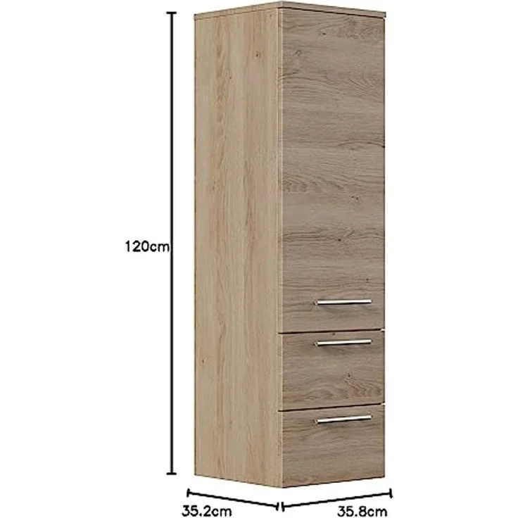 Hochschrank 120 cm eiche hell mit Glaseinlagen : Eiche hell – Bild 2