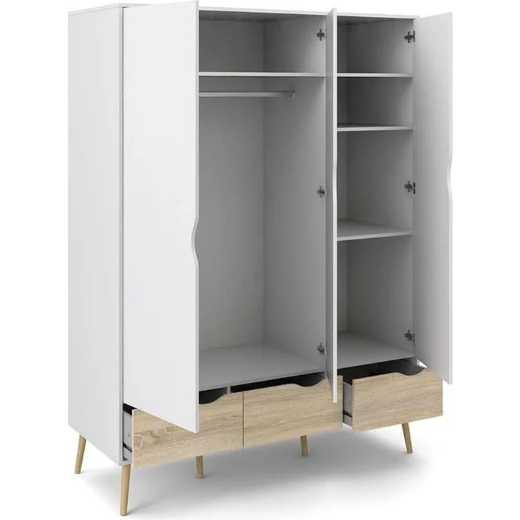 Kleiderschrank, Farbe Weiß, 147,2 x 200,1 x 58,1 cm – Bild 5