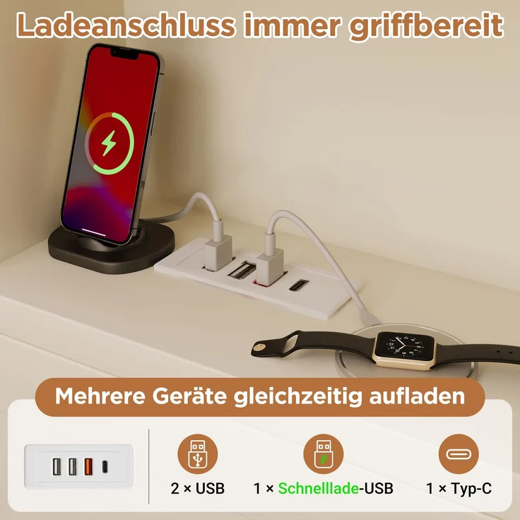 Ausziehbett 140×200 cm mit Zusatzbett 90×190 cm, gepolstertem Kopfteil, Weiß, ohne Matratze – Bild 8