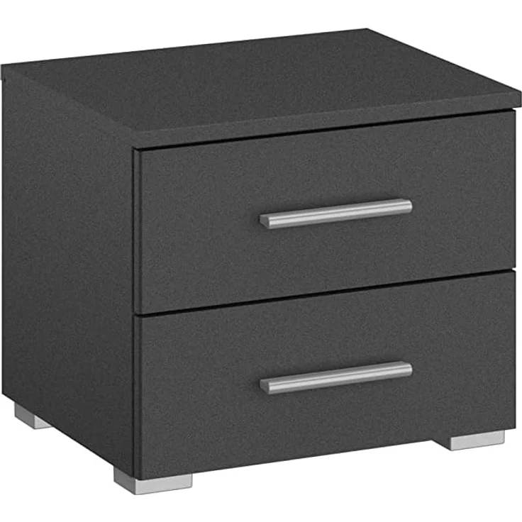 Rauch Möbel Base Nachttisch Nachtkommode, Graumetallic, 2 Schubladen, BxHxT 40 x 36 x 40 cm – Bild 1