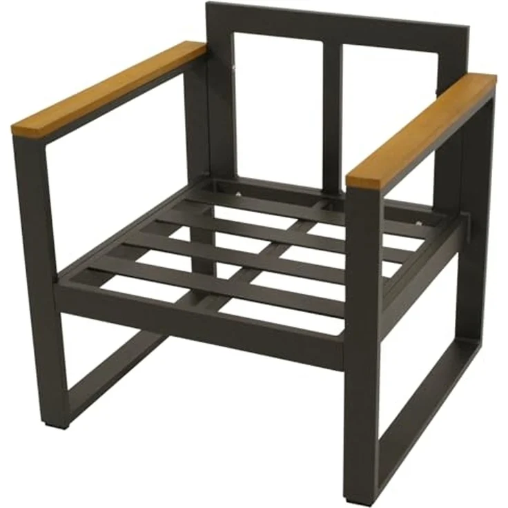 DEGAMO KAMPALA Diningsessel, Alu + Akazie, anthrazit/braun, 70cm – Bild 4