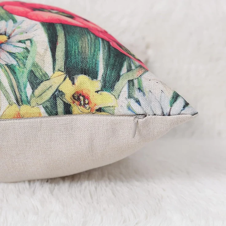 Kissenbezüge 45×45 cm 4er-Set Leinen Blumen Schmetterling, Frühling, Outdoor Couch – Bild 7
