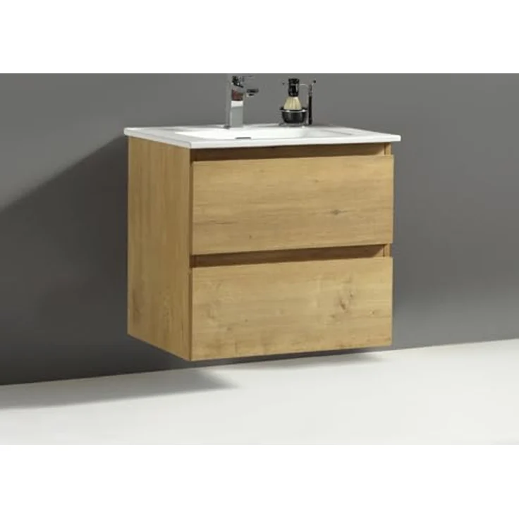 Alpenberger Badmöbel-Set - Badschrank Badezimmerschrank, (Waschbecken mit Überlauf, 2 Waschbeckenunterschrank Schubladen), Waschtisch mit Unterschrank 60 cm Breit – Bild 2