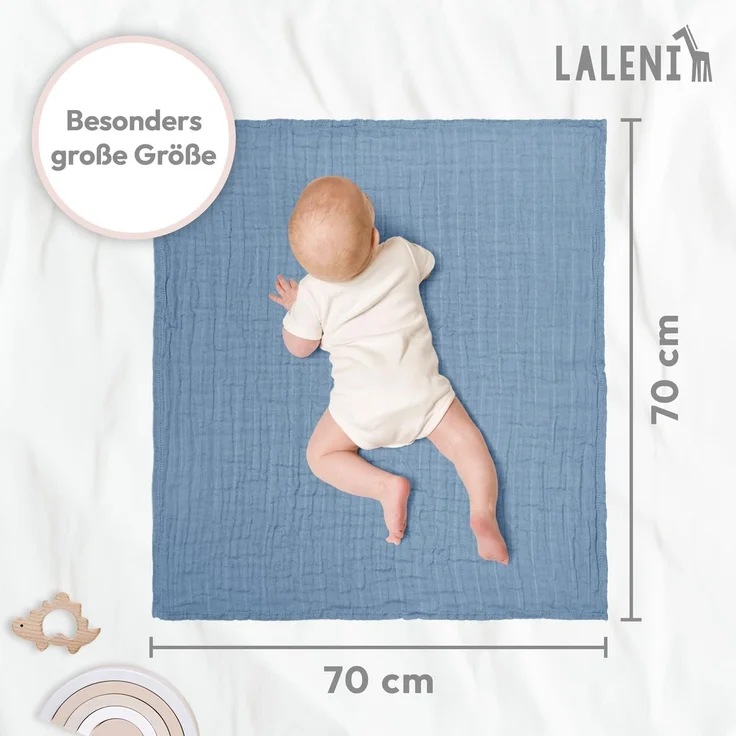 Laleni Spucktuch Spucktücher Baby aus Reiner Baumwolle in 70x70, (20-tlg), OEKO-TEX Zertifizierte Mulltücher – Bild 5