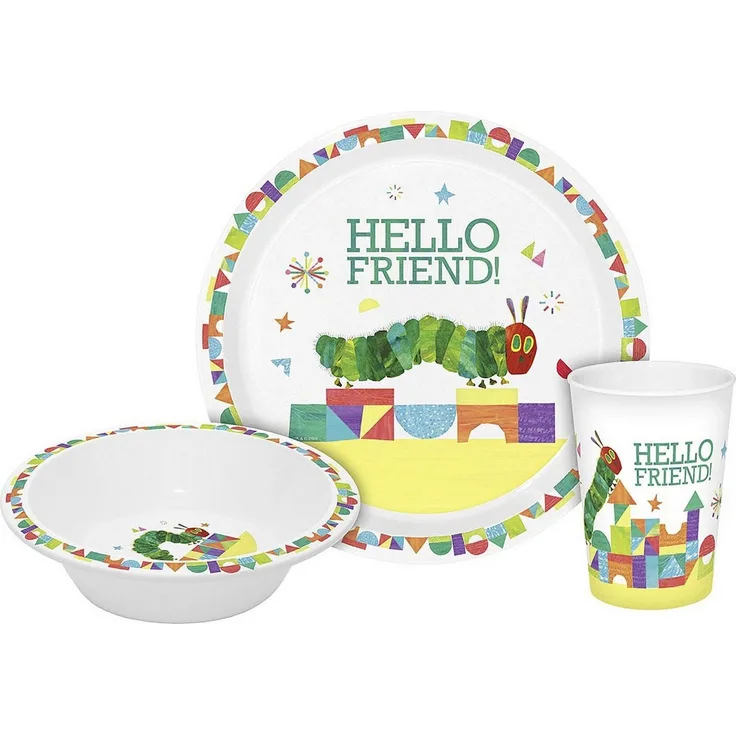 GEDA LABELS Kindergeschirr "Raupe Nimmersatt - Hello Friend" 3-teilig
