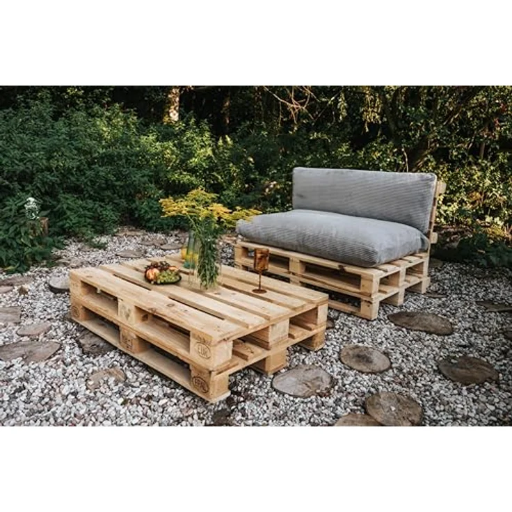 Gutekissen, Palettenkissen, Gartensofakissen, Sitzkissen, Rückenkissen, gefüllt mit Pulirethangranulateinlage, viele Farben und Größen PWL (Set (Sitzkissen 120x80 +Rückenlehne 120x40), Beige) – Bild 8