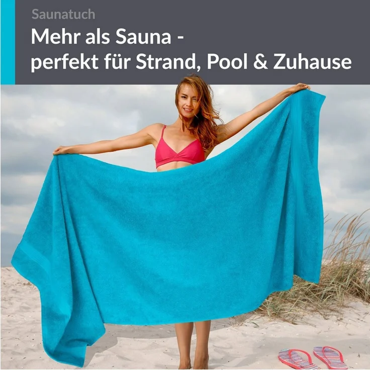 Lashuma Saunatuch Linz, Frottee (1-St), Saunahandtuch Herren blau 70x200 cm – Bild 3