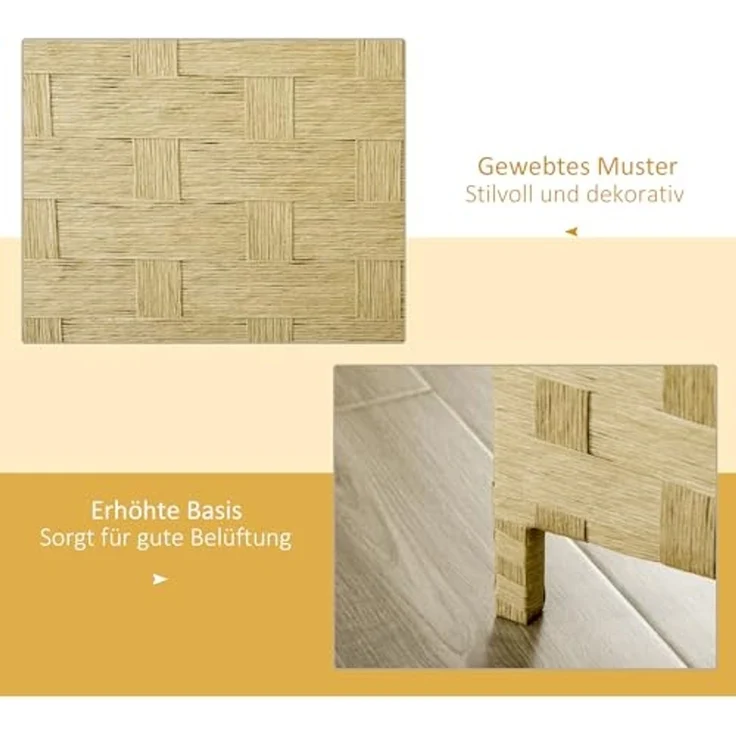 HOMCOM Paravent 4-teilig 159,5 x 169,5 cm Raumteiler Faltbar Trennwand aus Wellenfaser, Freistehend Sichtschutz für Wohnzimmer, Schlafzimmer, Büro, Braun – Bild 5