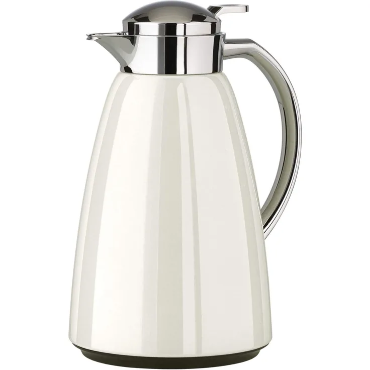 Emsa Campo Isolierkanne 516526 | 1L Füllmenge | Quick Tip Verschluss | 100% dicht | 12h warm, 24h kalt | Premium Edelstahl | Einfache Reinigung | Weiß glänzend