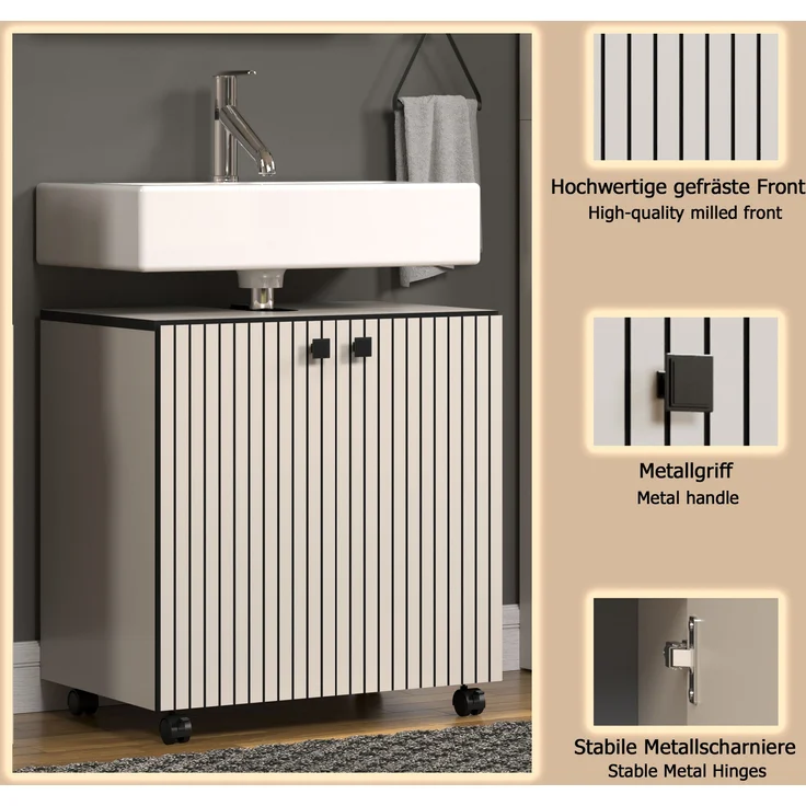 Waschbeckenunterschrank Bliss in grau 60 cm – Bild 7