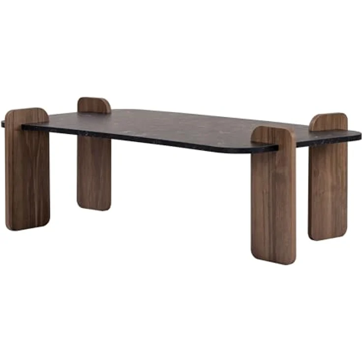 Stilvoller Couchtisch, Lotus & Walnuss, 120 x 60 x 35 cm | 100% melaminbeschichtet, 18 mm stark | Werkzeuglose Montage – Bild 5