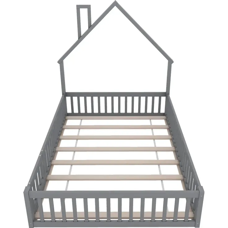 Hausbett mit Lattenrost und Rausfallschutz, 140x200 cm, Kinderbett, Jugendbett, Kiefer – Bild 6