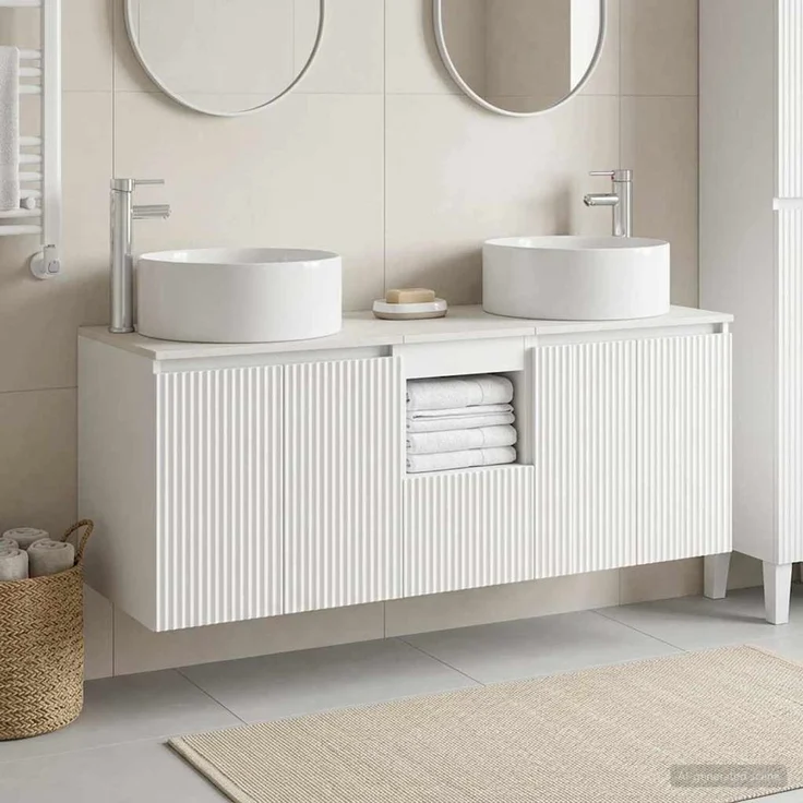 vidaXL Badezimmerschrank-Set 3 stk. Weiß 129 x 44,5 x 80 cm 3405737 – Bild 1