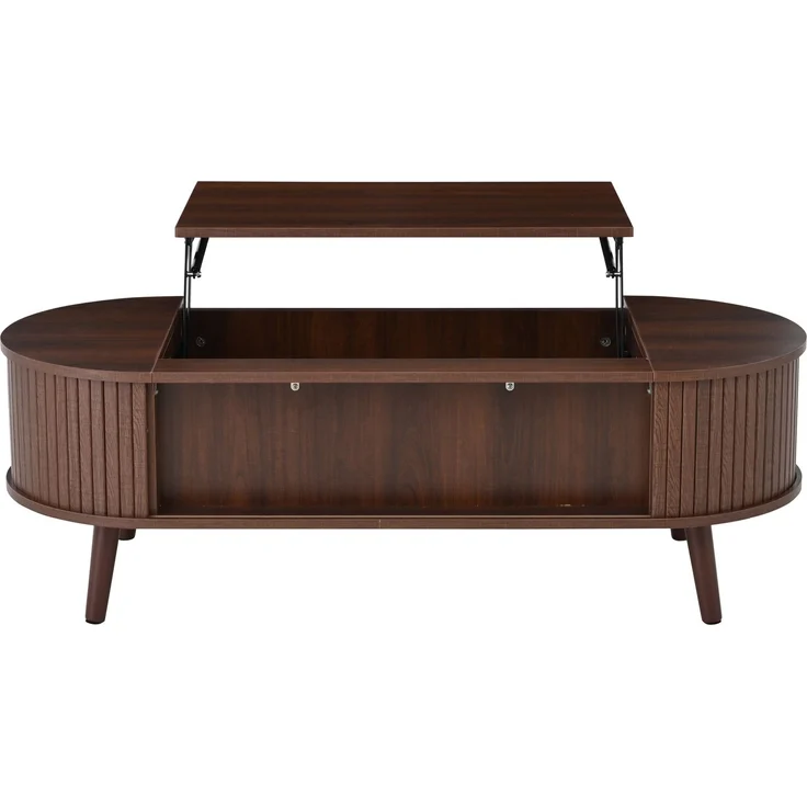 Couchtisch 120x50x39,5 cm, höhenverstellbar, mit verstecktem Stauraum, Nussbaum, MDF – Bild 5