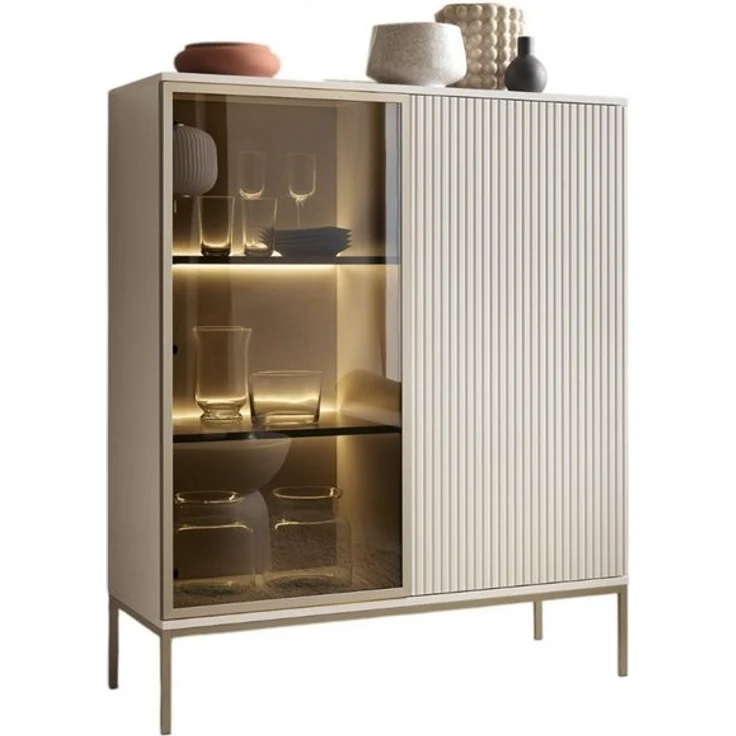 Compleo Vitrine LINO mit gerifflete Front, Loft stil, 2 Türen – Bild 4