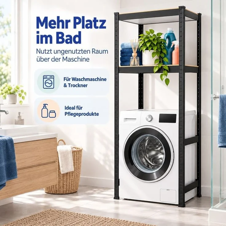 Relaxdays Schwarzes Waschmaschinenregal Schwerlast – Bild 2