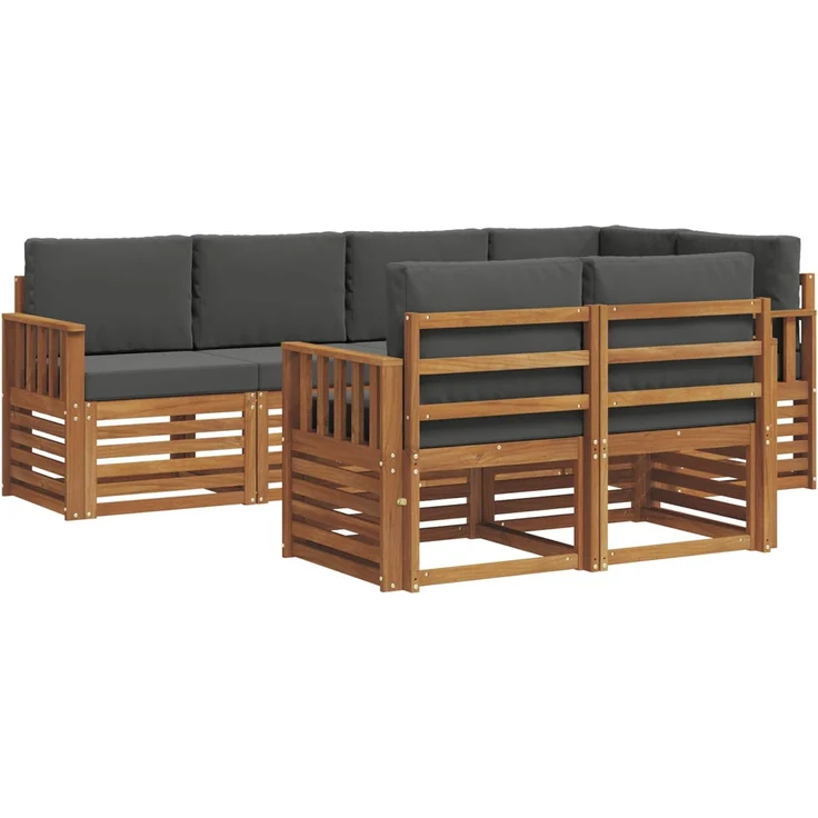 vidaXL Outdoor-Sofagarnitur 7 stk. 7-Sitzer Natur und Anthrazit 3374962 – Bild 2