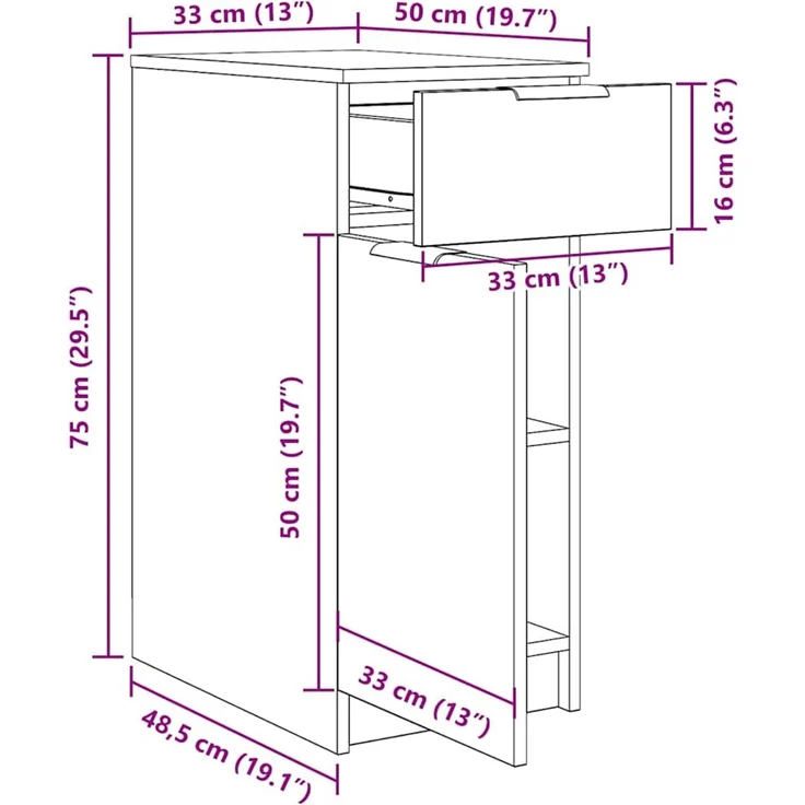 vidaXL Büroschrank 33 x 50 x 75 cm Holzwerkstoff Schwarz Eichen-Optik 862103 – Bild 11