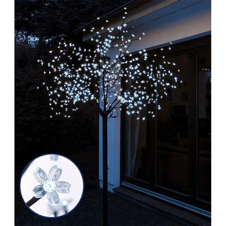 Spetebo LED Baum LED Kirschblütenbaum - 250 cm - Deko Leuchtbaum, An / Aus, LED, kaltweiß, Lichterbaum kalt weiß beleuchtet für den Aussenbereich – Bild 3