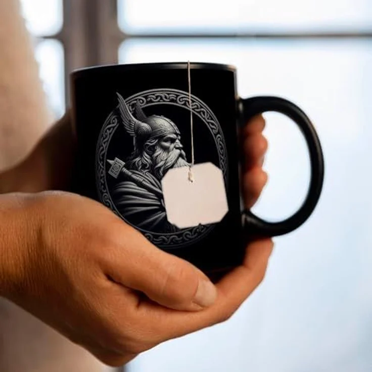 speecheese Tasse Odin Wikingergott Amulett Tasse schwarz in Schwarz – Bild 7