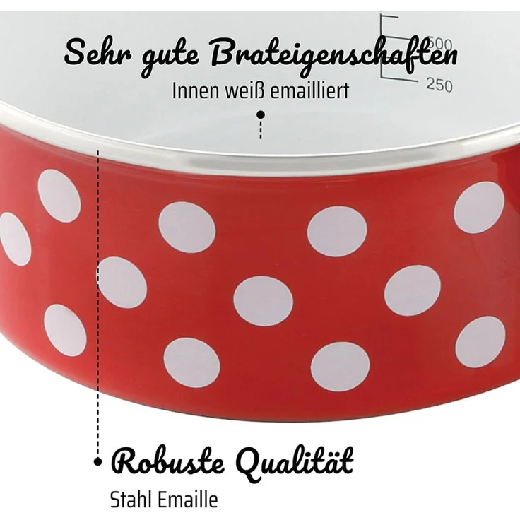 GSW Topf-Set, Stahl-Emaille (Set, 7-tlg, je 1 Kochtopf Ø 16/20/24 cm, 1x Stielkasserolle Ø 16 cm), Induktion – Bild 4