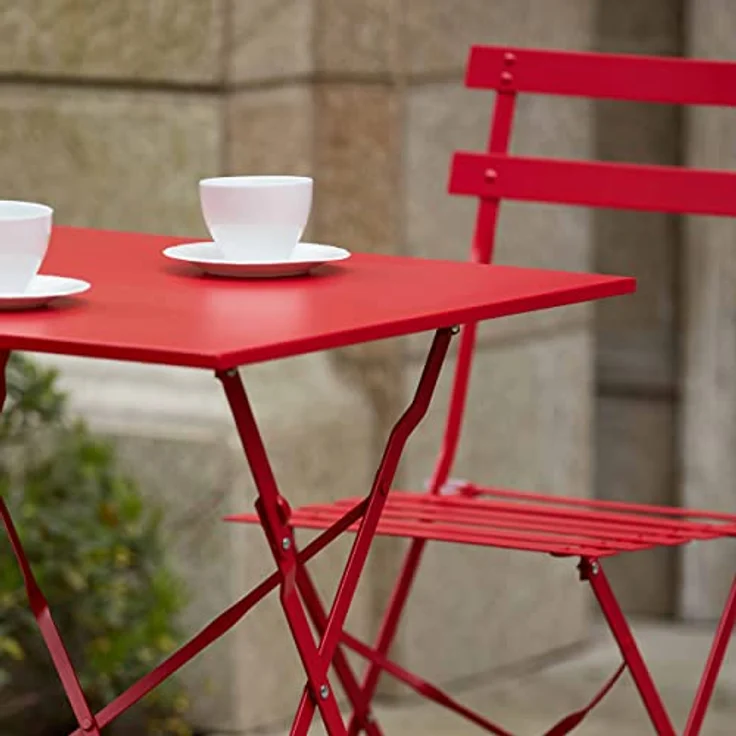 Oviala Bistrotisch Rome, quadratisch, 60x60 cm, aus Stahl, rot, klappbar, für 2-4 Personen – Bild 7