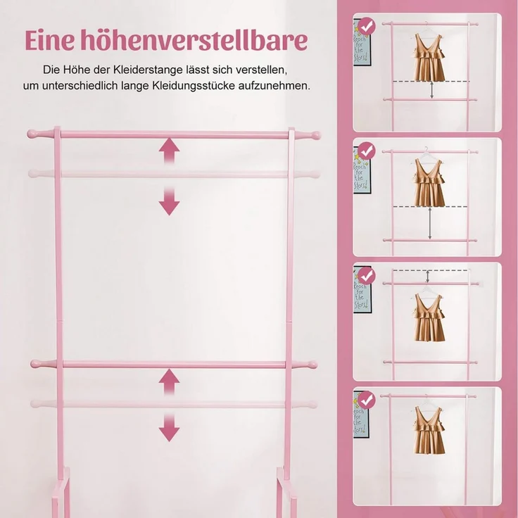 Yorbay Kleiderständer Kinder Kleiderständer aus Bambus, 74 x 35 x 140cm, Kinderregal, (Mit 2 Boxen, Kleiderstange, Kinder offnene Kleiderschrank), Garderobenständer für Kinder, Kinderzimmer und Schlafzimmer – Bild 2