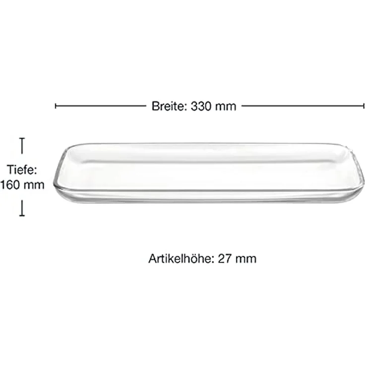 Leonardo Ciao Glasplatte, spülmaschinengeeignete Servierplatte für Kuchen, Gebäcke oder Canapés, Klarglas, 2,5 x 33 x 16 cm, 550 g, 025831 – Bild 3