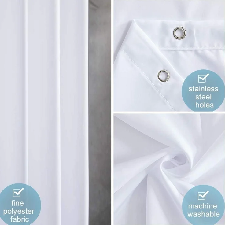 Schmaler Duschvorhang Polyester Weiß 150x200 Wasserabweisend waschbar – Bild 3