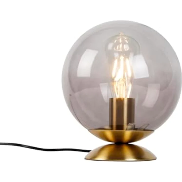 QAZQA Art Deco Tischlampe Pallon, Messing mit Rauchglas, dimmbar, LED E27, 20 cm Kugel für Wohnzimmer und Schlafzimmer – Bild 8
