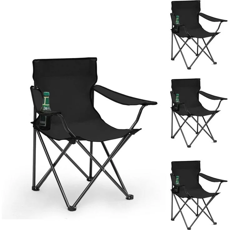SUNULA Campingstuhl Faltbar Anglerstuhl Ultraleicht Faltstuhl Camping Klappstuhl (4 St), mit Getränkehalter, mit Tragetasche, bis max. 100 kg – Bild 1