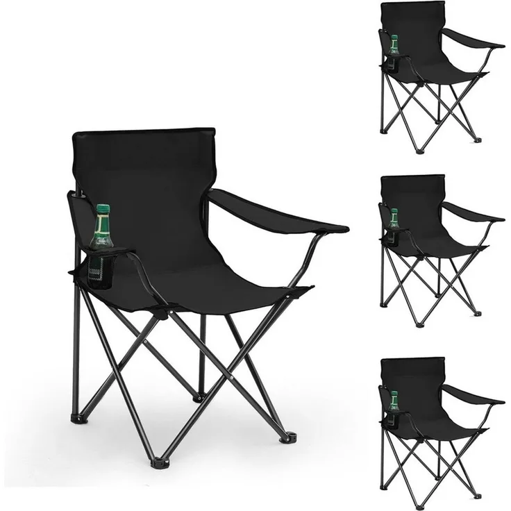 SUNULA Campingstuhl Faltbar Anglerstuhl Ultraleicht Faltstuhl Camping Klappstuhl (4 St), mit Getränkehalter, mit Tragetasche, bis max. 100 kg