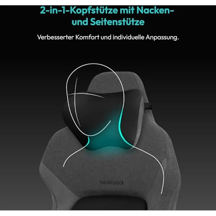 ThunderX3 CORE Smart Ergonomischer Gaming Stuhl, Mesh Schwarz mit integrierter Synchronmechanik und gepolsterten 3D-Armlehnen, bis 125 kg belastbar – Bild 4