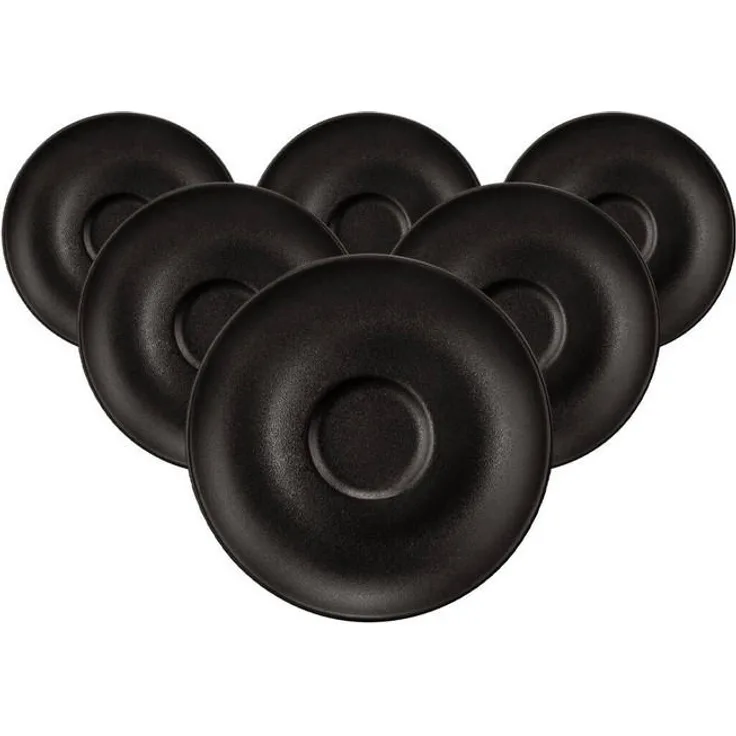 Seltmann Weiden Liberty Velvet Black, Espressountertassen 6er Set, Ø 11,9 cm, Keramik, mikrowellenfest, spülmaschinenfest, ofenfest, Schwarz