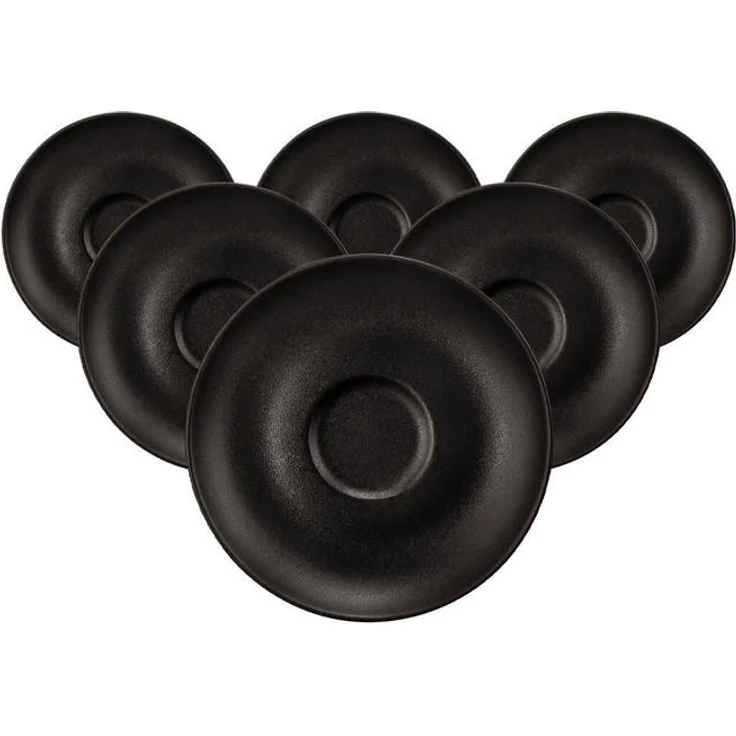 Seltmann Weiden Liberty Velvet Black, Espressountertassen 6er Set, Ø 11,9 cm, Keramik, mikrowellenfest, spülmaschinenfest, ofenfest, Schwarz