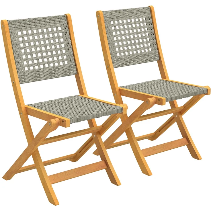MELAYR, Gartenstühle 2 Stück FSC Klappstuhl mit Atmungsaktiv Sitz angenehme Sitzhöhe aus, 56 x 47.5 x 88 cm, Grau – Bild 1