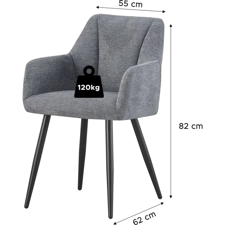 Stuhl 2er Set Barcelona Stühle in Anthrazit - gemütliches Design - B/H/T: 55x82x62 cm – Bild 3