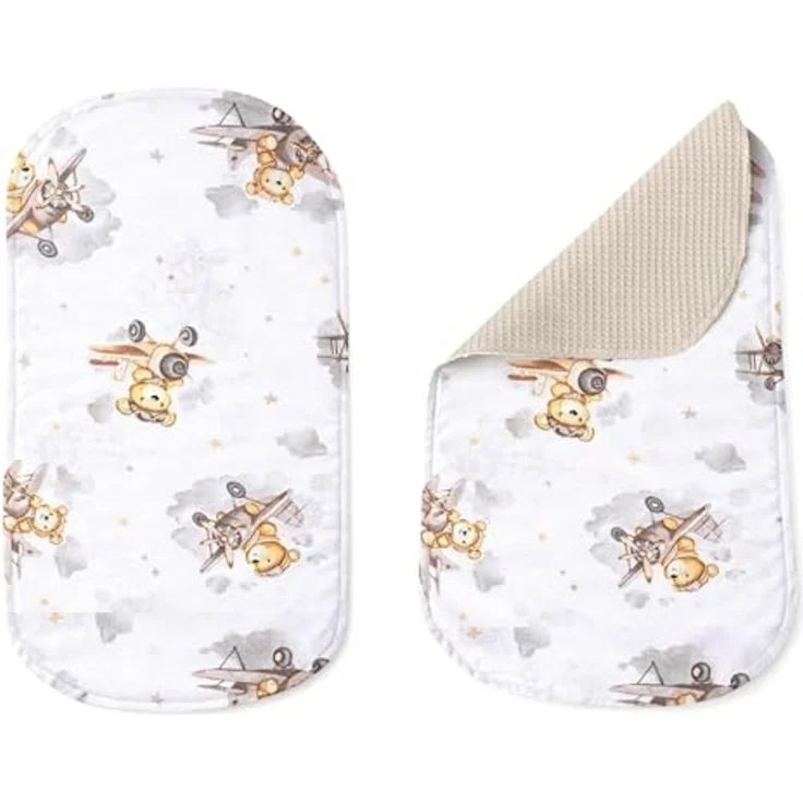Babynest Nestchen Baby Set für Neugeborene – 5-teilig – Kuschelnest aus 100% Baumwolle & Waffelpique – Babykokon tragbar – für Babybett, Kinderbett & Kinderwagen – OEKO-TEX - Flugzeuge und Sand – Bild 6