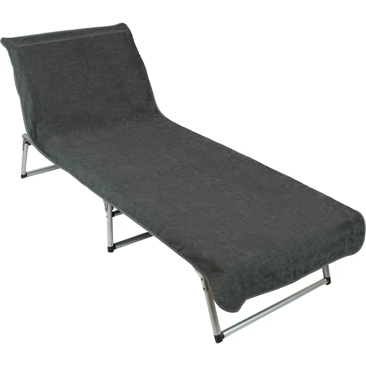 ZOLLNER Strandtuch, Mikrofaser (1-St), 75x215 cm, 100% Baumwolle, Liegenbezug für Sonnenliege, Dunkelgrau – Bild 1