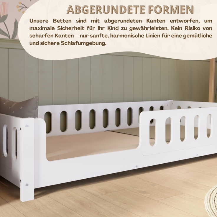 Crazy Pine 'Crazy Ethan' Kinderbett mit Rausfallschutz, Holz weiß, 90x190 cm, Links – Bild 6