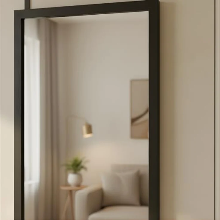 EDAXO Türspiegel Aina, Schwarz, 36x110 cm, stoßfestes Glas, einfache Montage für Türen – Bild 6