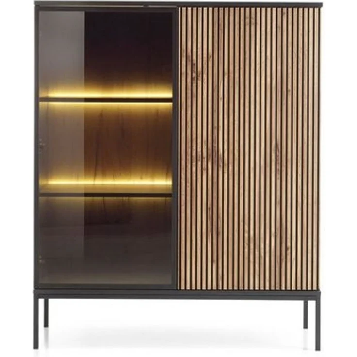 Compleo Vitrine LINO mit gerifflete Front, Loft stil, 2 Türen – Bild 4