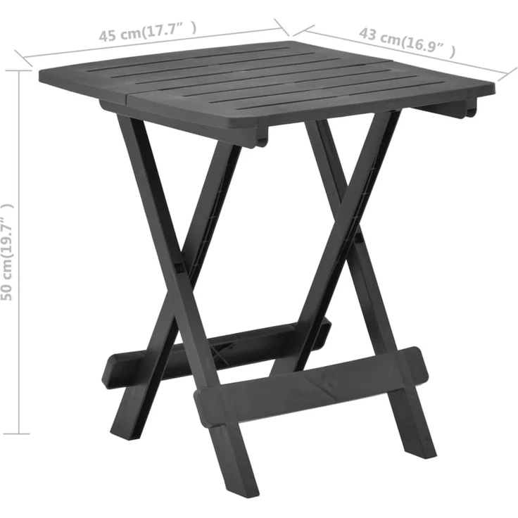 Gartentisch Klappbar, Balkontisch Anthrazit 45 x 43 x 50 cm Kunststoff – Bild 7