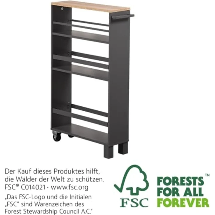 KESPER 24856-13 Nischenregal, grau aus FSC-zertifizierte Spanplatte / Regal / Rollregal – Bild 4