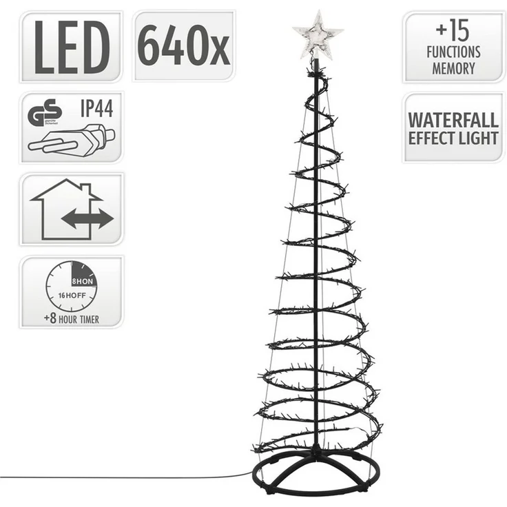 ECD Germany LED Baum LED Weihnachtsbaum Außen Weihnachtsdeko mit Beleuchtung Lichterbaum, LED, Warmweiß, Tannenbaum 180 cm mit Lichterkette Weihnachtsbeleuchtung Warmweiß – Bild 3
