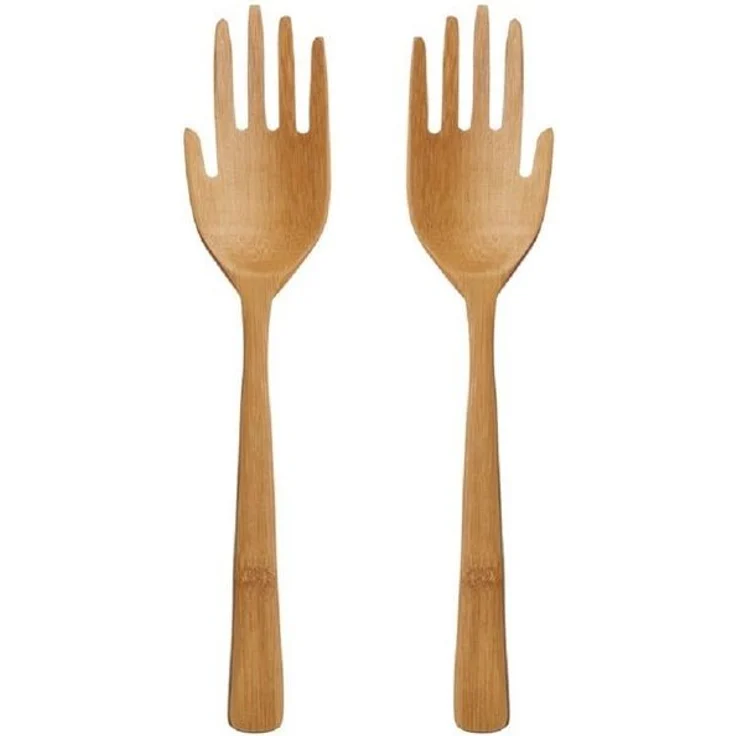 Sass & Belle Salatbesteck Hände (Bambus, 2-tlg, Länge ca. 30 cm), Holz Servierbesteck – Bild 3