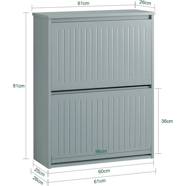 SoBuy FSR165-K-HG Schuhschrank, MDF, Lackiert, Grau, 60 x 120 x 25 cm – Bild 3