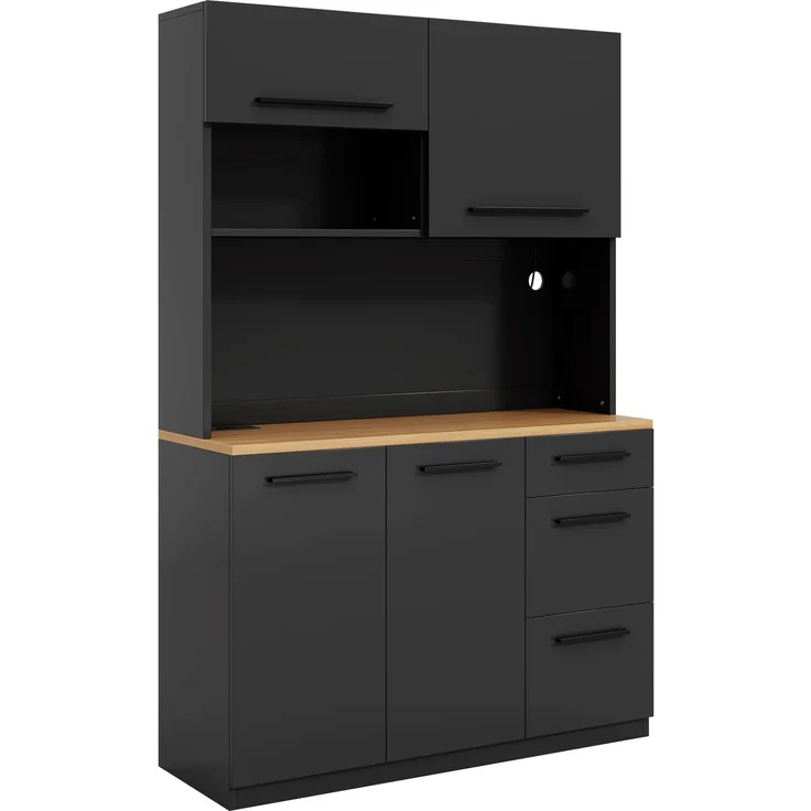 Buffetschränke, Esszimmer-Hochschrank 120×40×180 cm, mehrstufigem Stauraum, integrierter Steckdose sowie USB-C- und USB-A-Anschlüssen,Mit farbigem Lichtstreifen, Schwarz – Bild 14